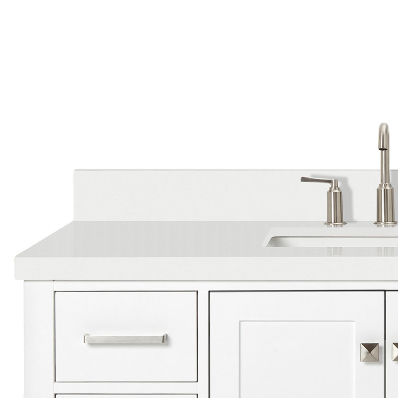 Ensemble de meuble-lavabo simple 48 po Cambridge, Blanc, Nickel brossé