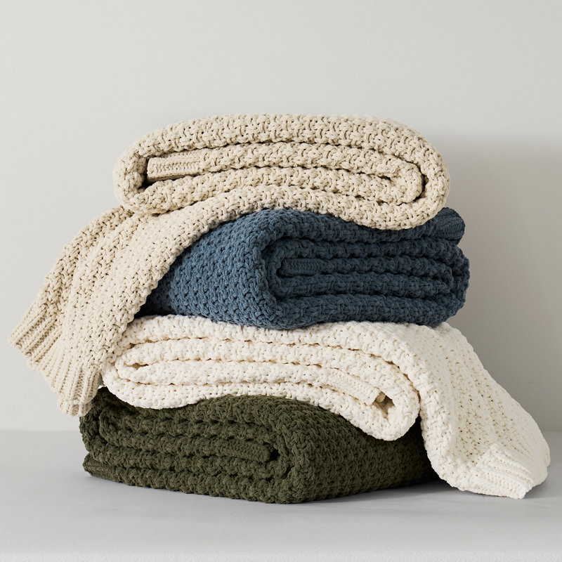 Jeté Chunky, L 60 po x l 50 po, Bleu orageux