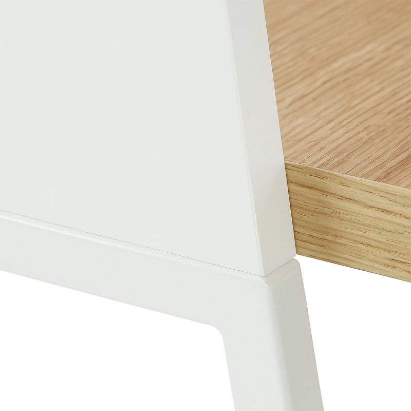 Zac Writing Desk, Pure White Matte with Oak Veneer