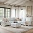 Terren 104" Farmhouse Striped Sectional Sofa with Rolled Arm and Solid Wood Spindle Legs