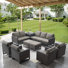 Ingvald 9 - Pieces Outdoor Sectional Seating Group With Wicker Water Resistant Storage Deck Box And Cushions