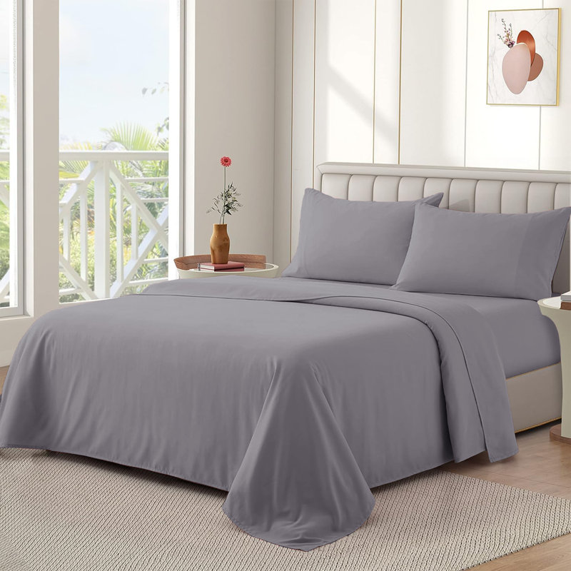 Nycolas 100% Cotton Plain Weave / Muslin Flat Sheet, Kingsize (5'), Grey