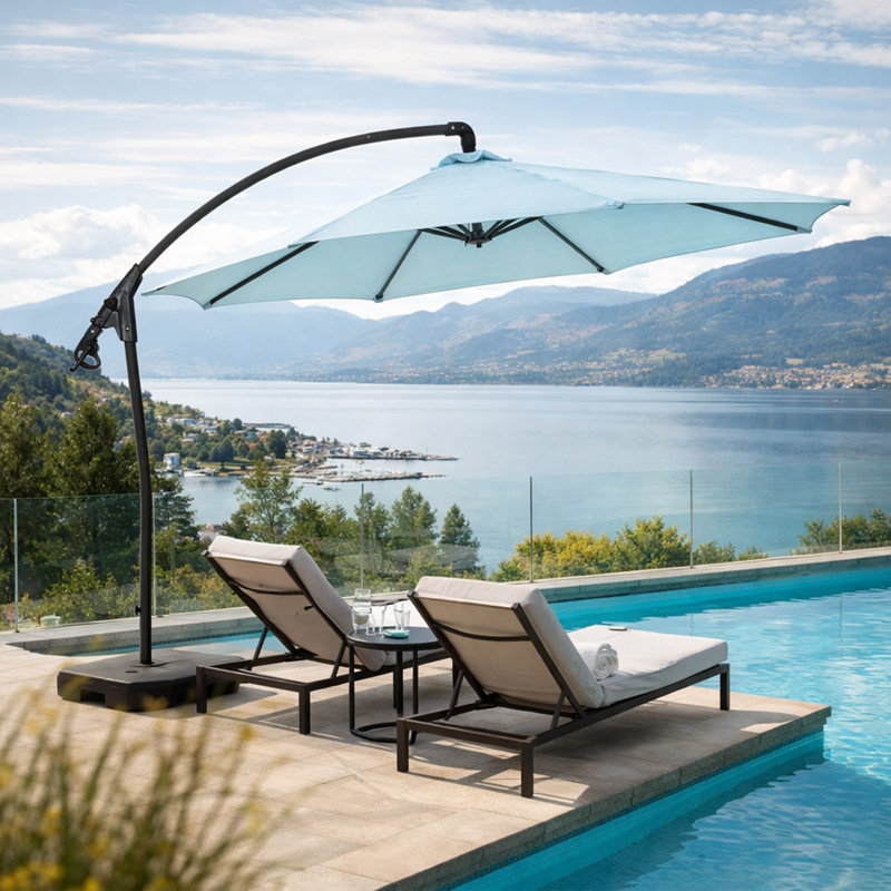 Parasol en porte-à-faux 9 pi 5 po Harita, Bleu clair