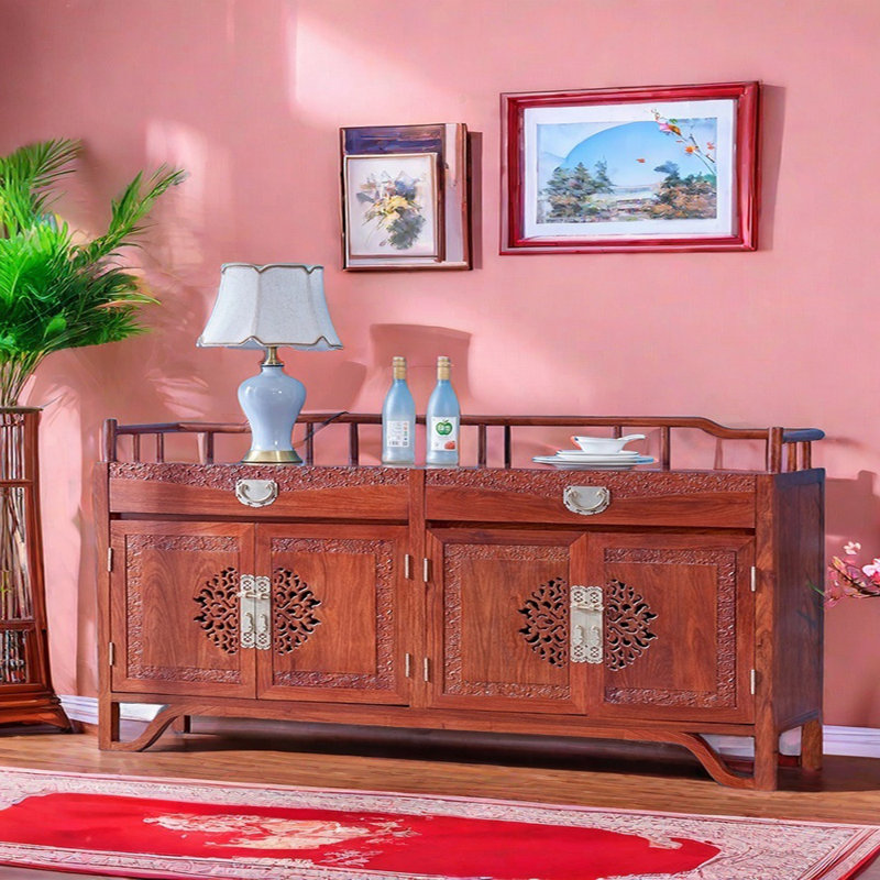 Buffet chinois en bois massif, H 37 po x l 58,3 po x P 15,7 po
