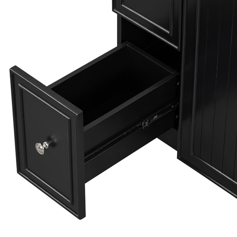 Meuble-lavabo de 61 cm avec lavabo en céramique - Grand espace de rangement et montage facile - Construction moderne