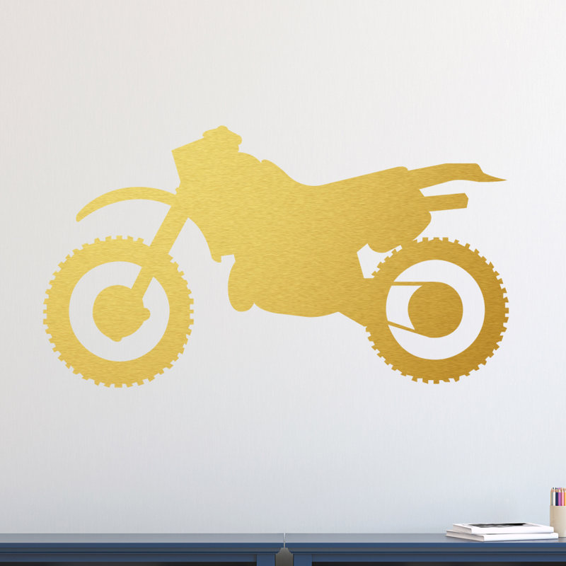 Décalcomanie murale silhouette de vélo à saleté, Or
