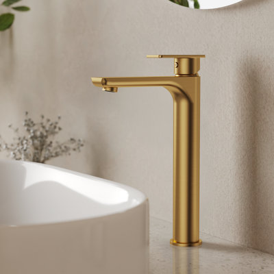 Single Hole Vessel Bathroom Faucet, Single Handle Bathroom Sink Faucet with Drain Assembly