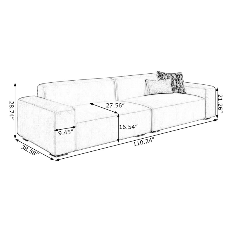 Canapé modulaire orange en polyester, H 28,74 po x l 110,24 po x P 38,58 po, 4, Orange