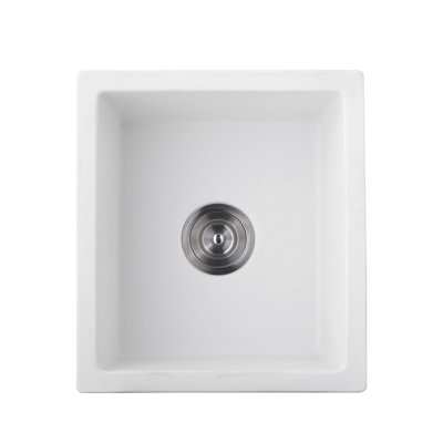 Évier encastré en quartz - L 18 po x l 16 po - Conception rouille et moderne avec crépine et grille élégante avec fond pour le style