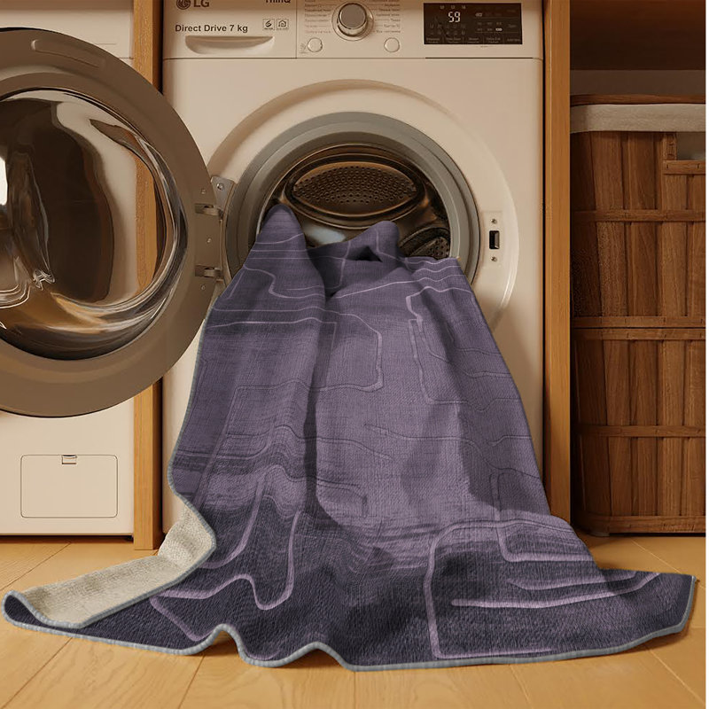 Tapis mauve lavable à la machine, Rectangle 5 pi x 7 pi
