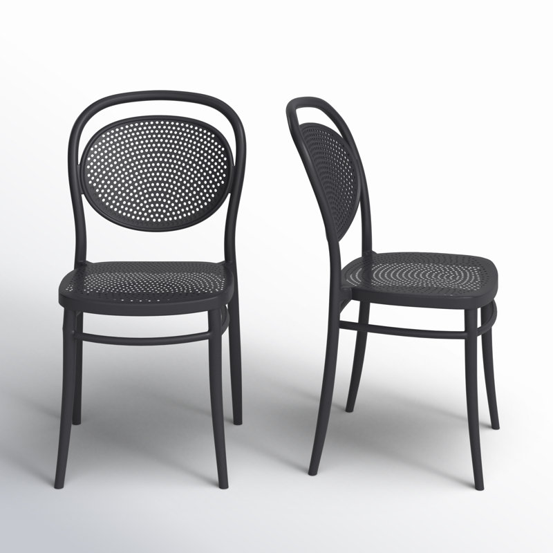 Farrah Stacking Patio Dining Side Chair, Black