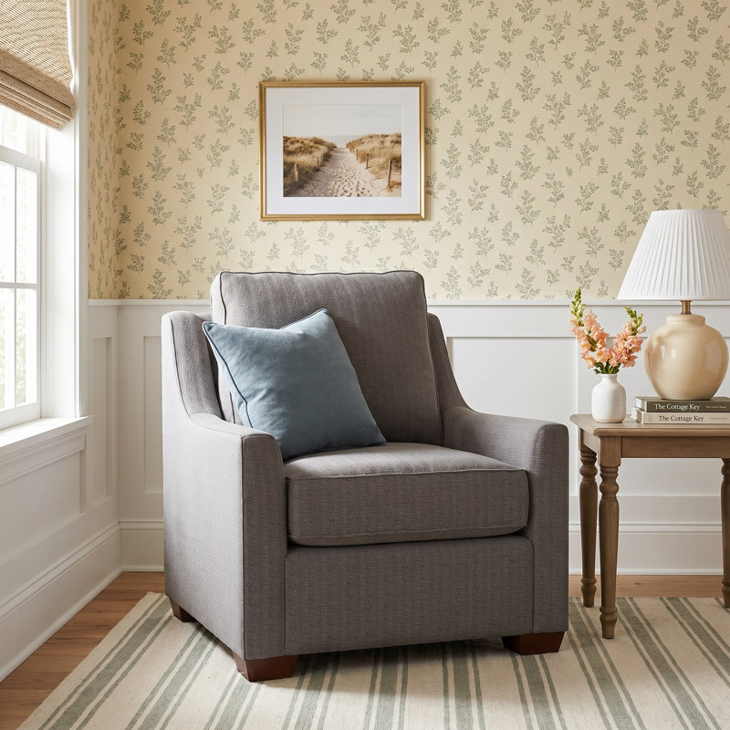 Gemi Upholstered Armchair, Bayou Off White Canvas