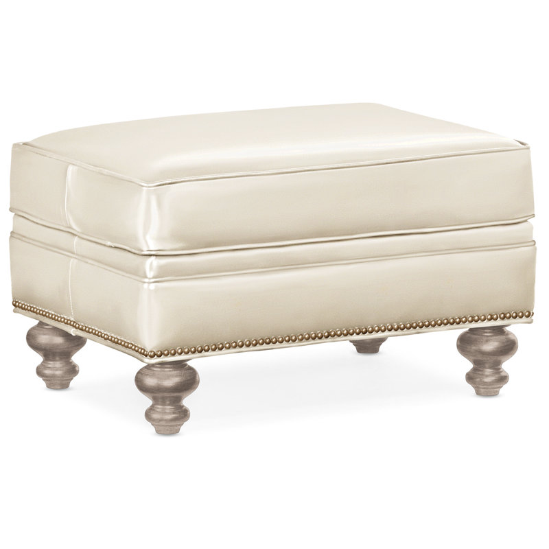 Repose-pieds rectangulaire en cuir véritable 26 "West, Cuir véritable Fumo Aline, Pierre, Naturel