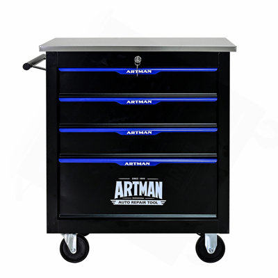4 DRAWERS MULTIFUNCTIONAL TOOL CART WITH WHEELS-BLACK&BLUE