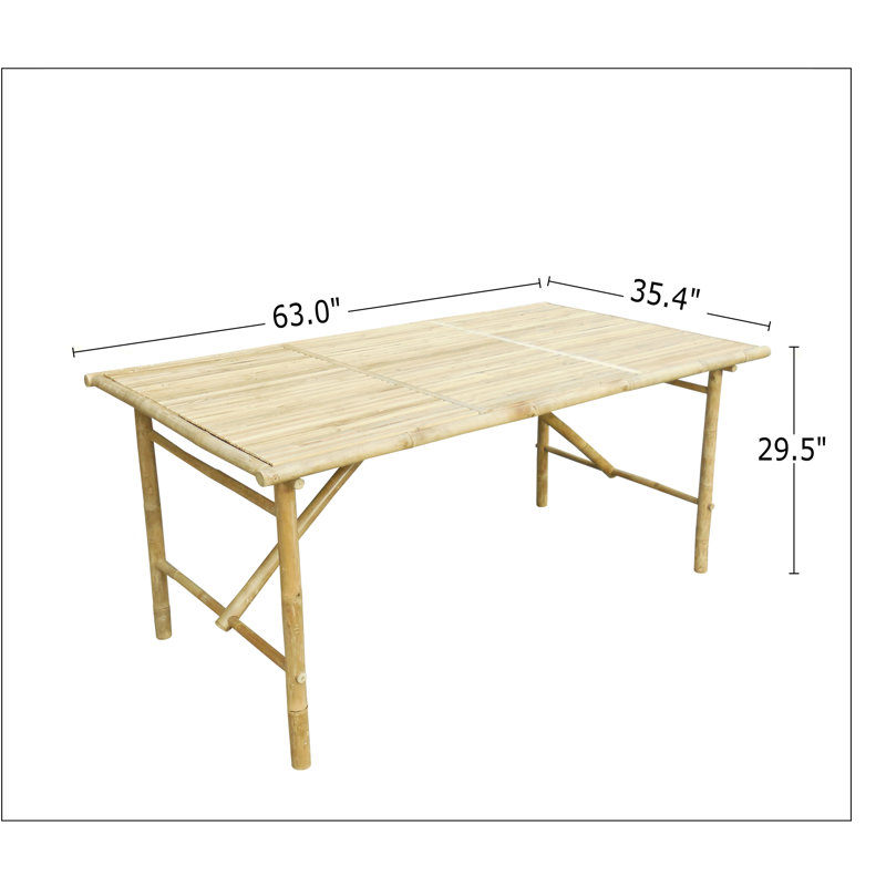 Natural Bamboo Rectangular Folding Outdoor Bistro Table
