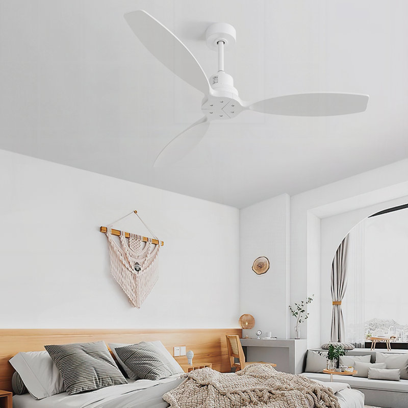 Ventilateur de plafond à profil bas en bois 52 pouces avec télécommande à 6 vitesses