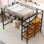 Lit mezzanine en métal avec tablette supérieure et échelle de rangement latérale Orenda-707839927-707839926