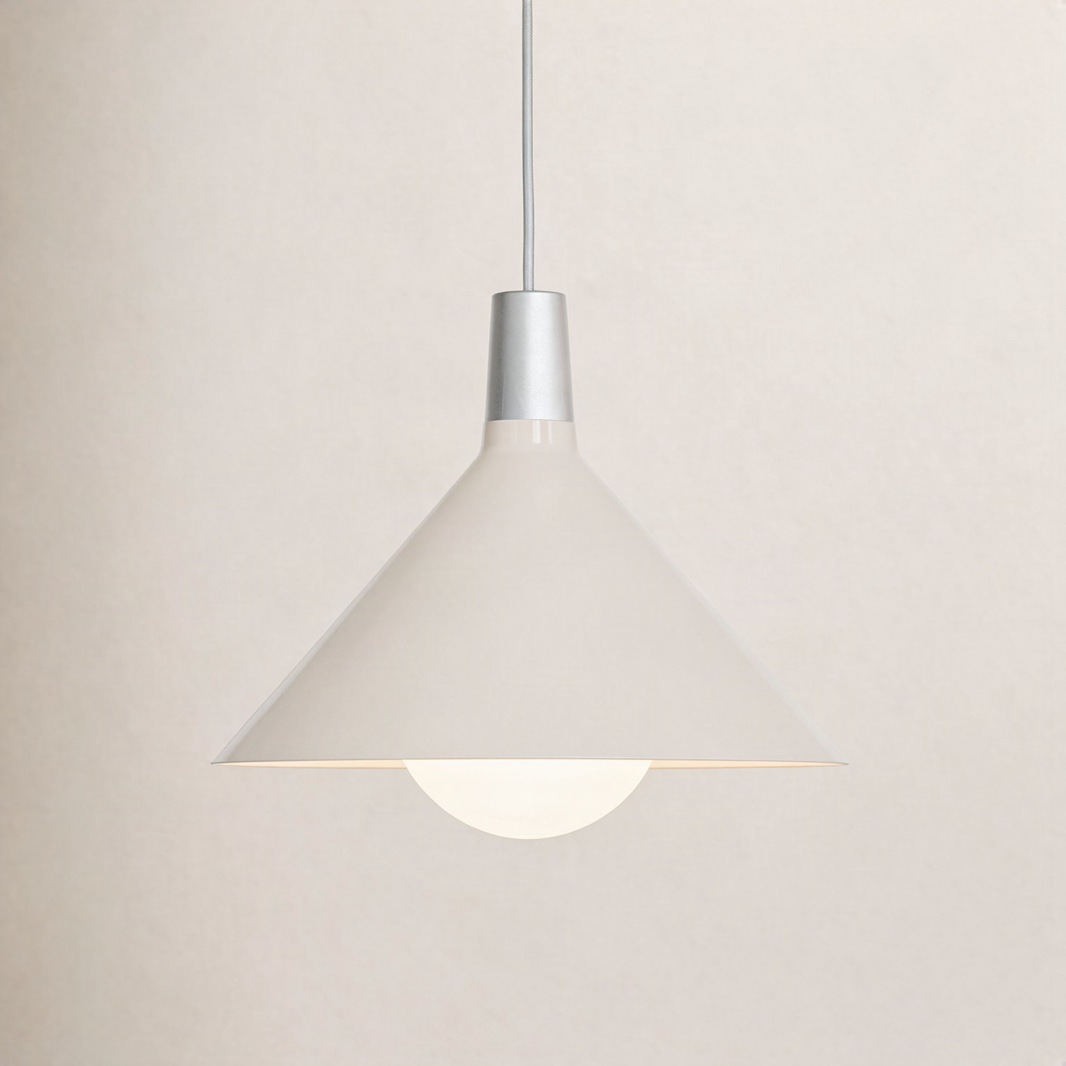 Bower Single Light Steel Aluminium Dimmable Pendant, White