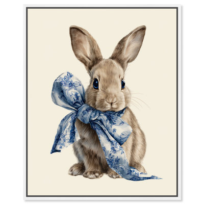 Toile Rabbit I Framed Canvas Print Nursery Wall Decor