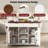K&K 52" Fluted Kitchen Island with Drop Leaf, Power Outlet,  Kitchen Storage Cart with Adjustable Shelves, 2 Doors and 2 Drawers, Rolling Island Table with Faux Marble Top for Kitchen-313232719