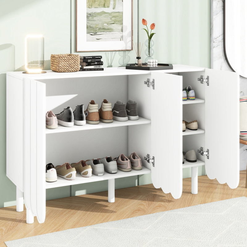 Armoire d'appoint blanche avec portes et matériaux Wave