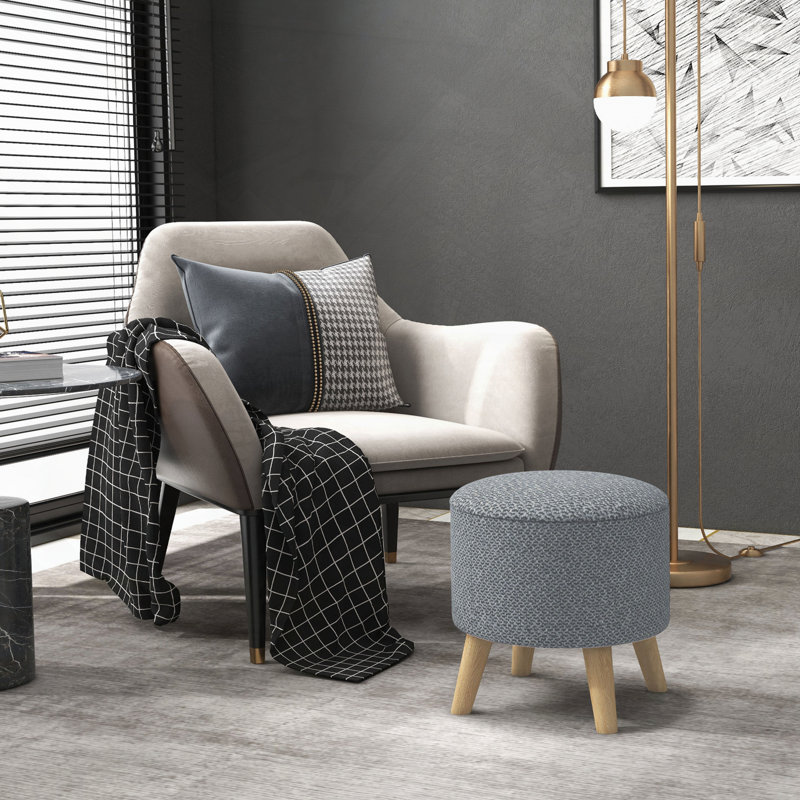 Tabouret rond avec rangement et tabouret, Gris