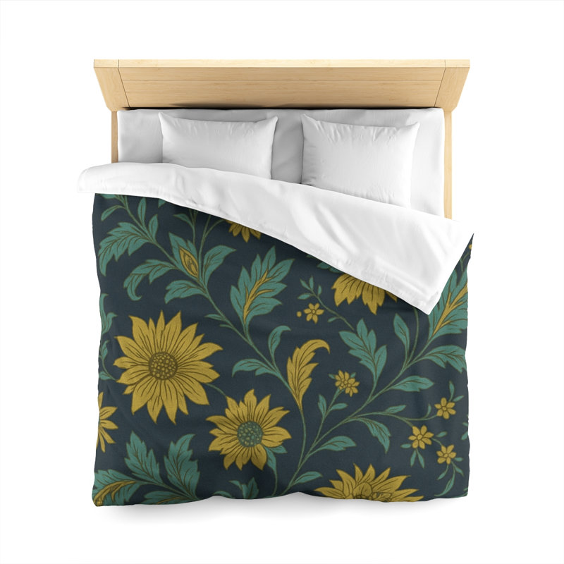 Microfiber Duvet Cover Boho Style, Design 60, Queen Duvet Cover, White
