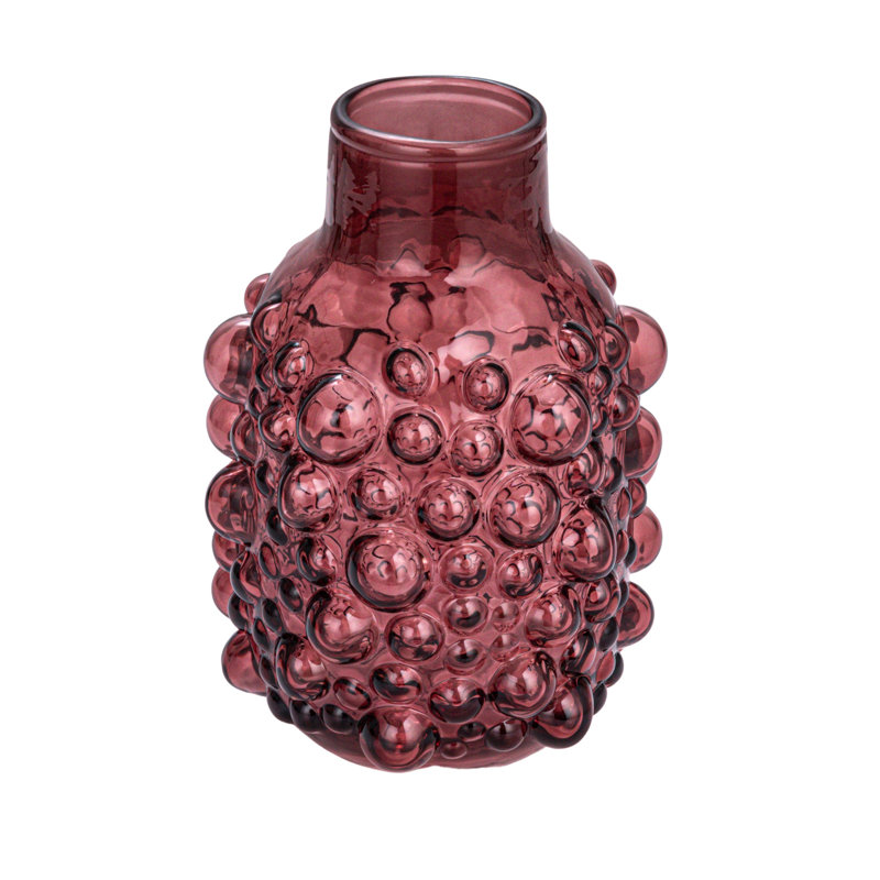 Vase rond en verre à pois surélevés