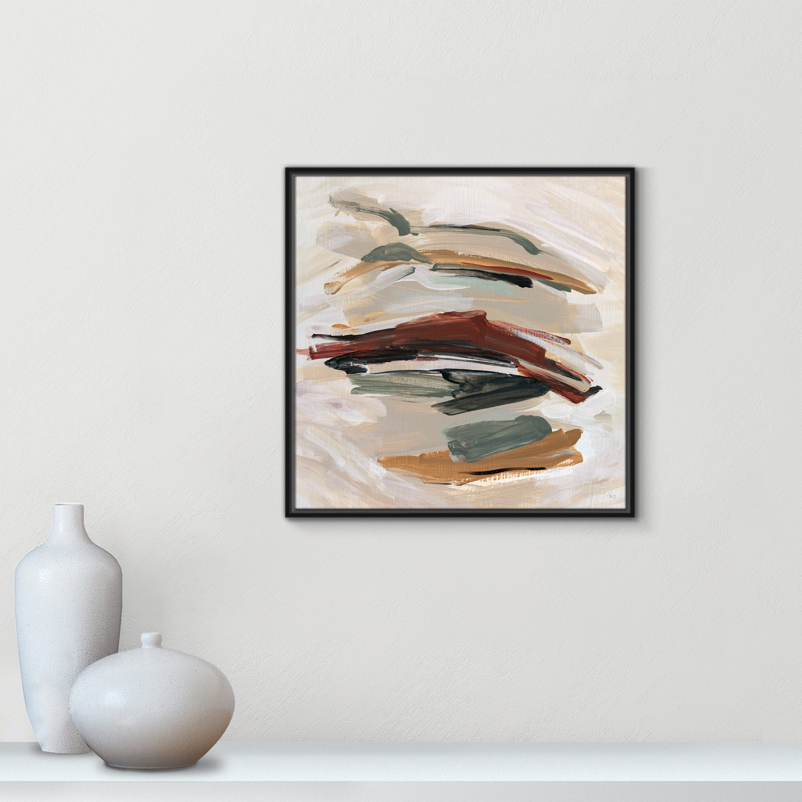 Carmina "Spring Shadows" Painting by Susan Jill, 25.5" H x 25.5" W, Black 