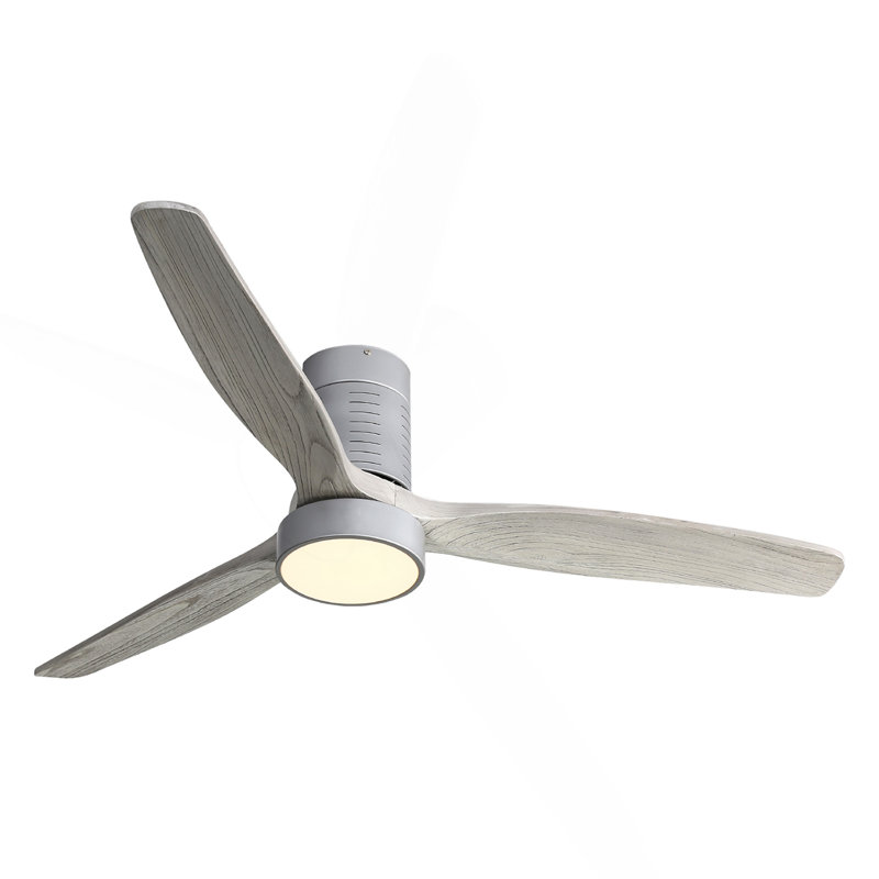 Ventilateur de plafond encastré 52 pouces avec 3 pales en bois massif, télécommande, moteur à courant continu et télécommande