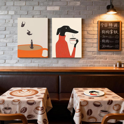 2 pièces, art mural café encadré, décoration murale minimaliste moderne et créative, affiche rétro abstraite pour cuisine, salon, bar à café, bar à la maison 12 po x 16 po