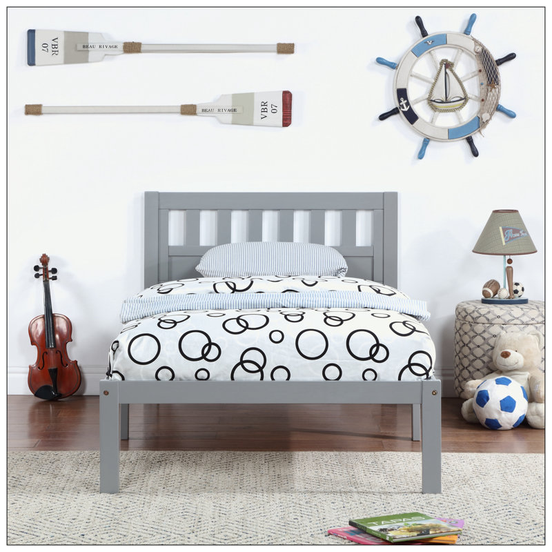Slat Bed, Twin, Gray