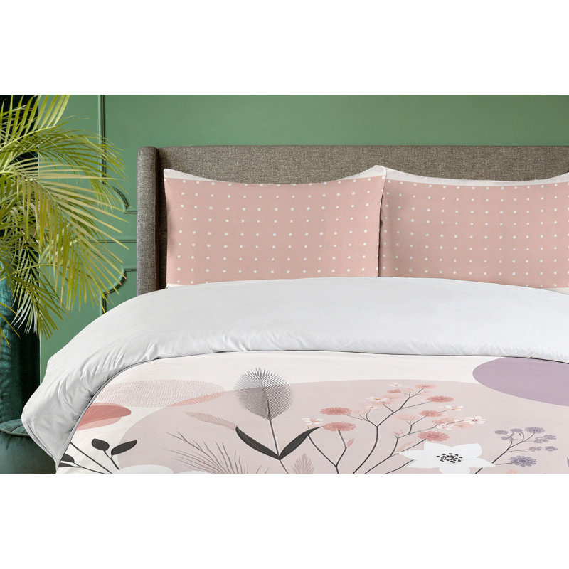 Mauve and Blush Floral California King Duvet Cover Set