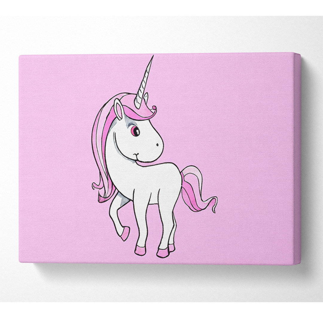 Einhorn Walking Pink - Wrapped Canvas Kunstdrucke