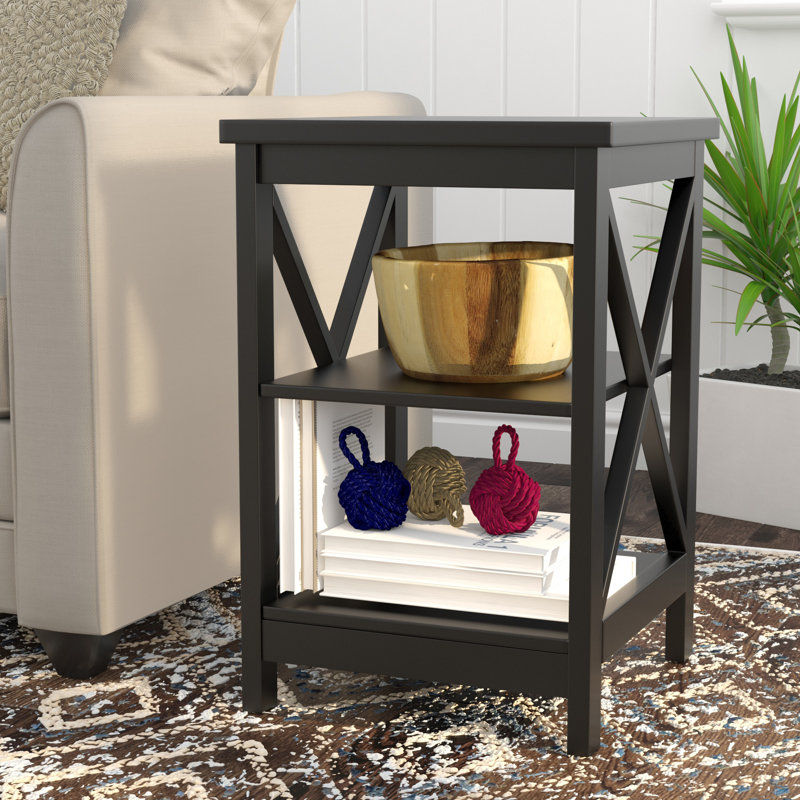 Darek End Table with Storage, Black