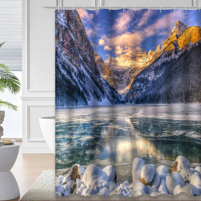 Winter Sunrise Lake Banff National Park Shower Curtain with 12 Hooks