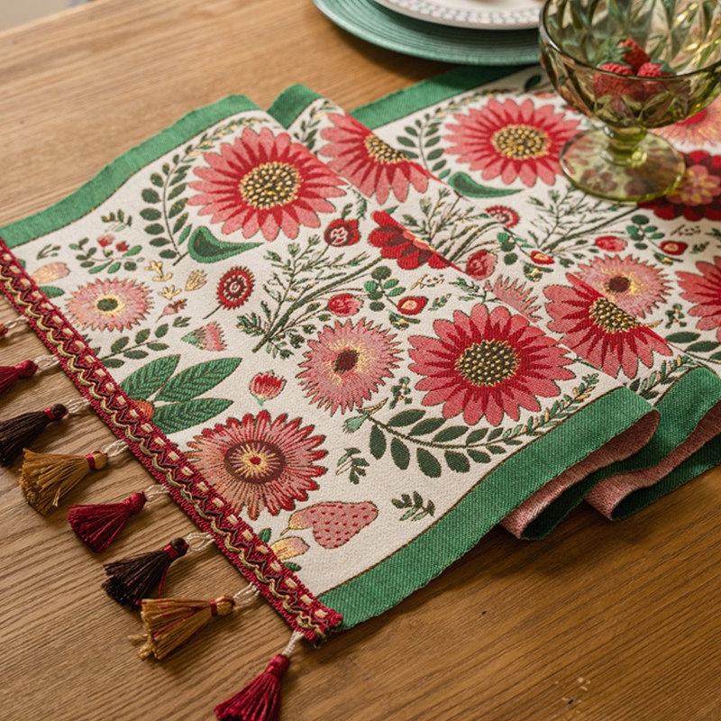 Vibrant Floral Table Runner - 35 x 220cm