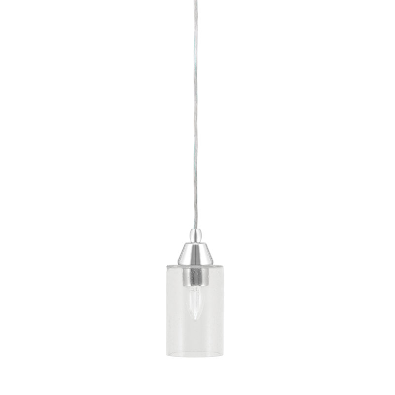 Mini-luminaire suspendu tout verre avec verre transparent de 4 po, Chrome