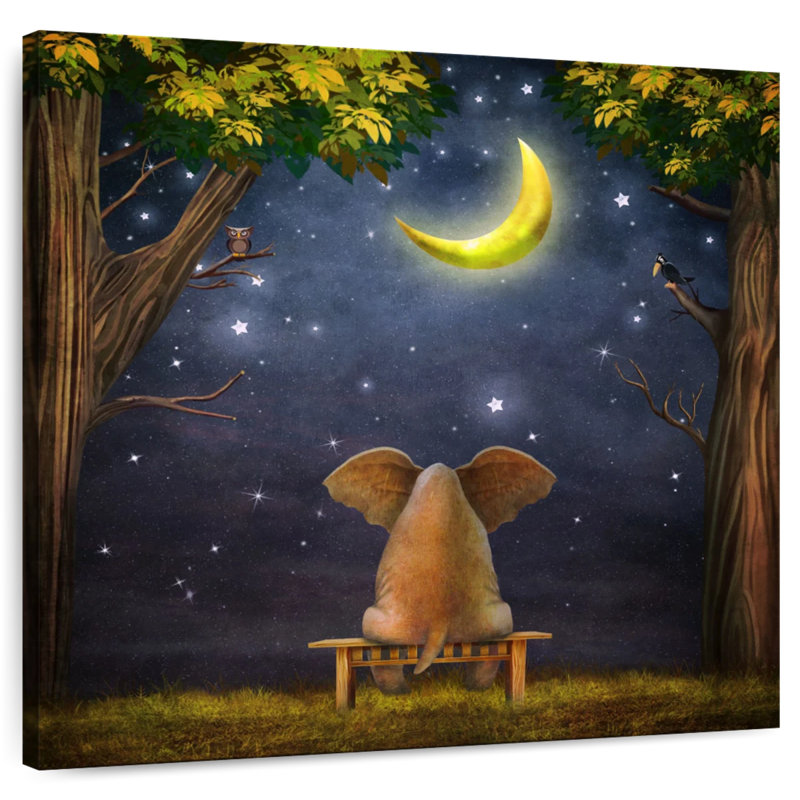 Ashelle Elephant And Moonlit Sky, 30" H x 30" W
