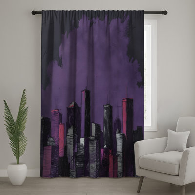 Rideaux et voilages mauves mauve City Skyline