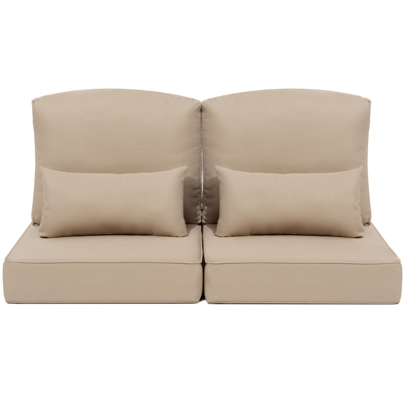 24'' W X 24'' D X 5.5'' H Outdoor Seat/Back Cushion Set with Pillow, 2, Beige