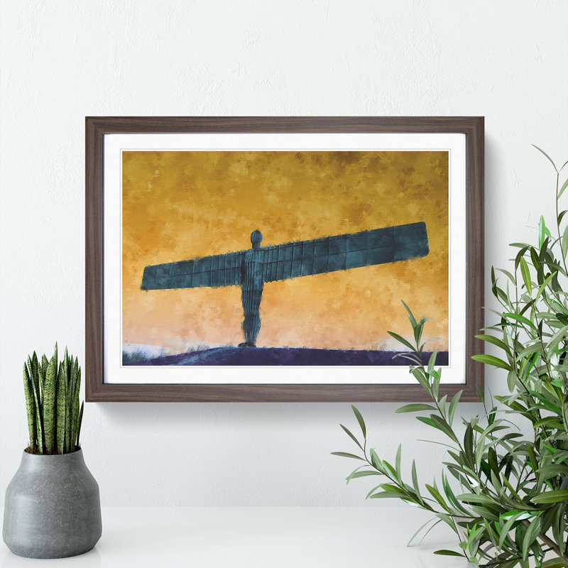 Angel of the North in Newcastle Vol.2 - Picture Frame Graphic Art, 36cm H x 48cm W x 2cm D, Walnut Framed