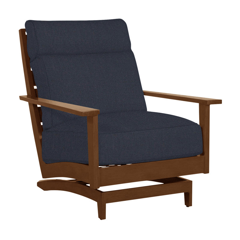 Kennebunkport Patio Lounge Chair with Cushions, Oak, Linen Navy, Welt + Standard fill