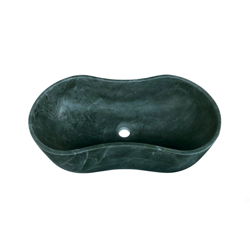 Natural Marble Bathroom Vessel Sink, Green