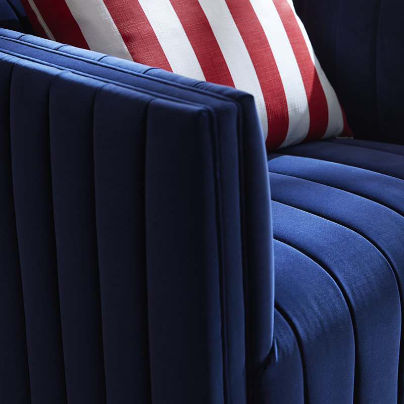 Augustine Swivel Tufted Chair, Sapphire Navy Polyester Blend