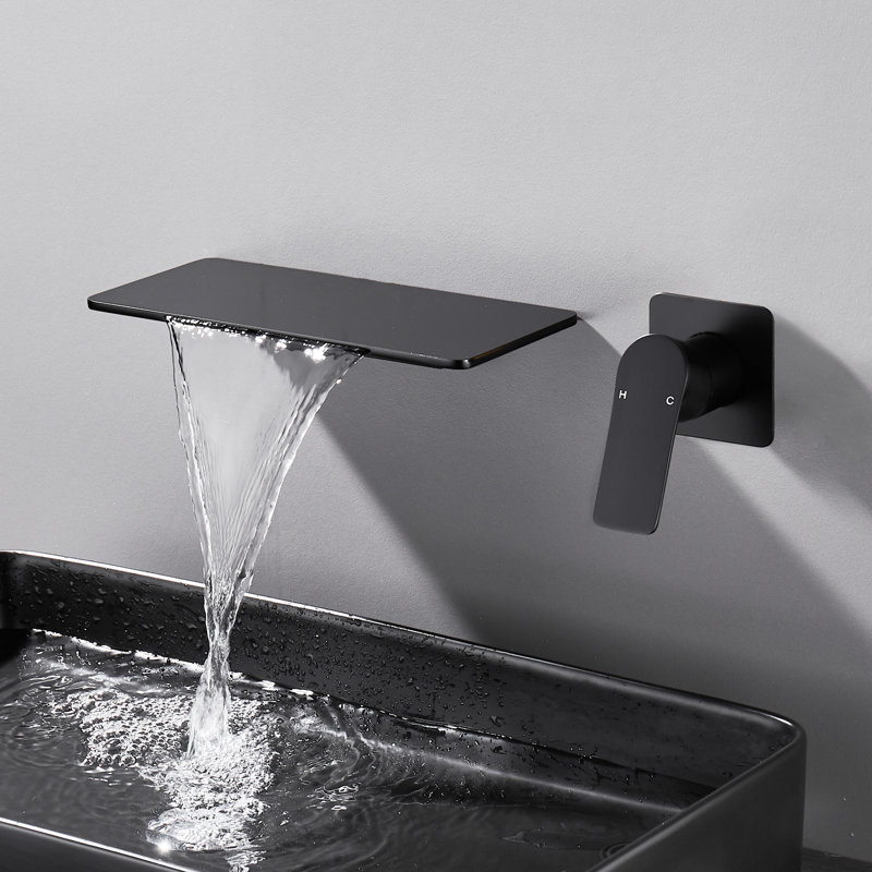 Wall Mounted Single-Handle Bathroom Faucet, Black