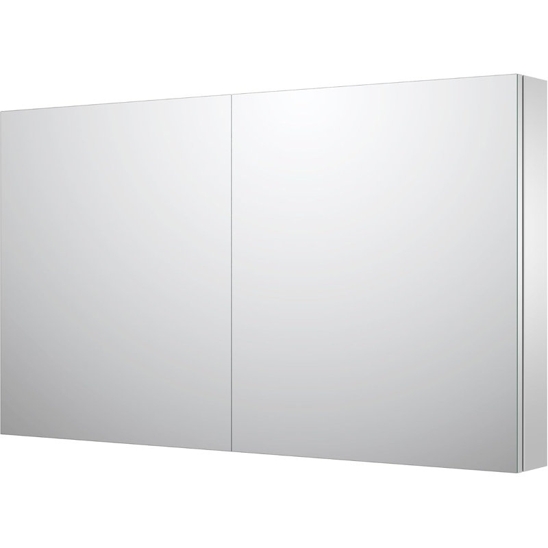 48" w x 27.5" h aluminum 3-door medicine cabinet with mirror, wall-mounted or recessed, adjustable shelves, 48"