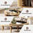 Round Coffee Table With Storage, Fluted Lift Top, Sliding Cabinet Door, Modern Design, Natural-109893525