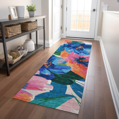 Machine Washable Indoor/Outdoor Claudian ACN1488 Navy Rug