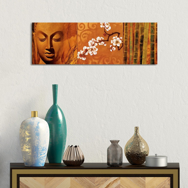 Buddha Panel I by Keith Mallett - Wrapped Canvas Panoramic Print, 30.48 cm H x 91.44 cm W x 3.175 cm D